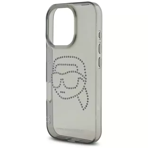 Karl Lagerfeld IML Rhinestones Karl Head Case for iPhone 16 Pro Black 12