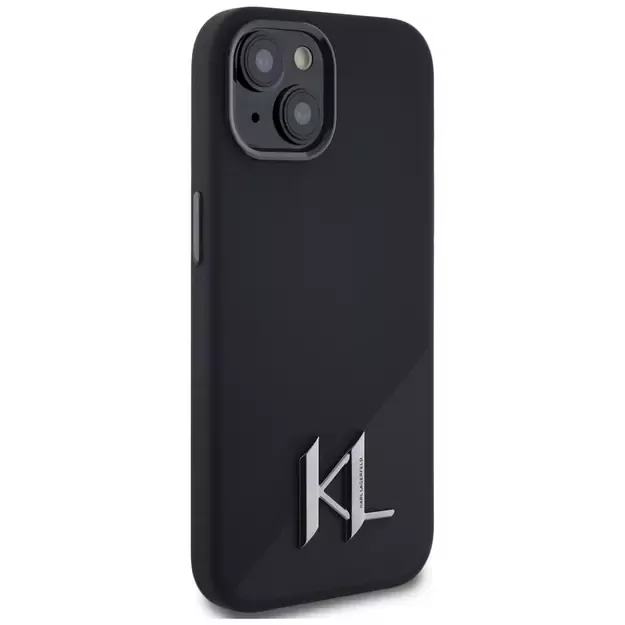 Karl Lagerfeld Silicone Shadow Metal Initial MagSafe Case for iPhone 15 Black 10