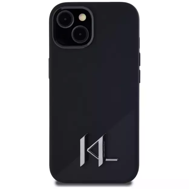 Karl Lagerfeld Silicone Shadow Metal Initial MagSafe Case for iPhone 15 Black 9