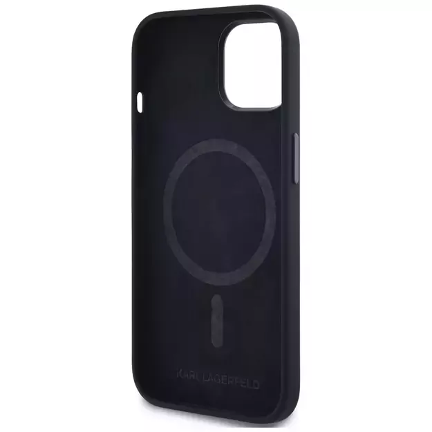 Karl Lagerfeld Silicone Shadow Metal Initial MagSafe Case for iPhone 15 Black 13