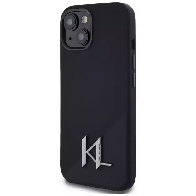 Karl Lagerfeld Silicone Shadow Metal Initial MagSafe Case for iPhone 15 Black 8