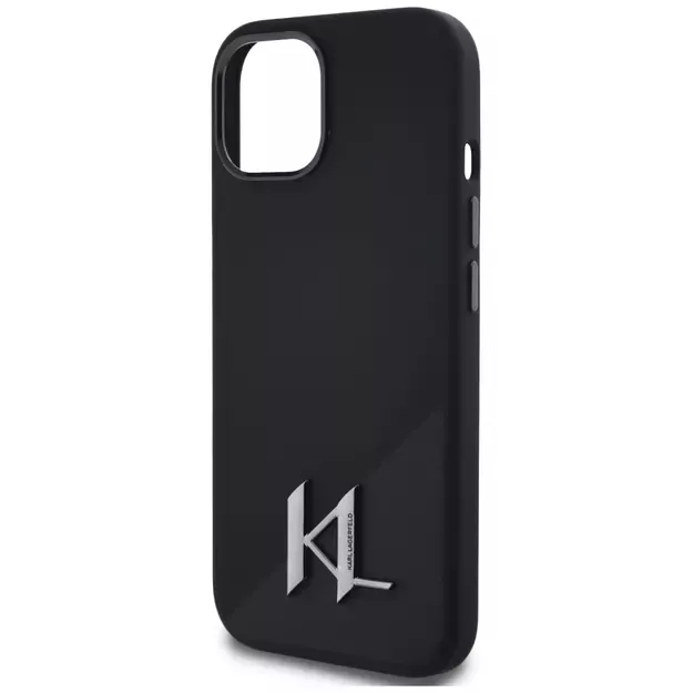 Karl Lagerfeld Silicone Shadow Metal Initial MagSafe Case for iPhone 15 Black 12