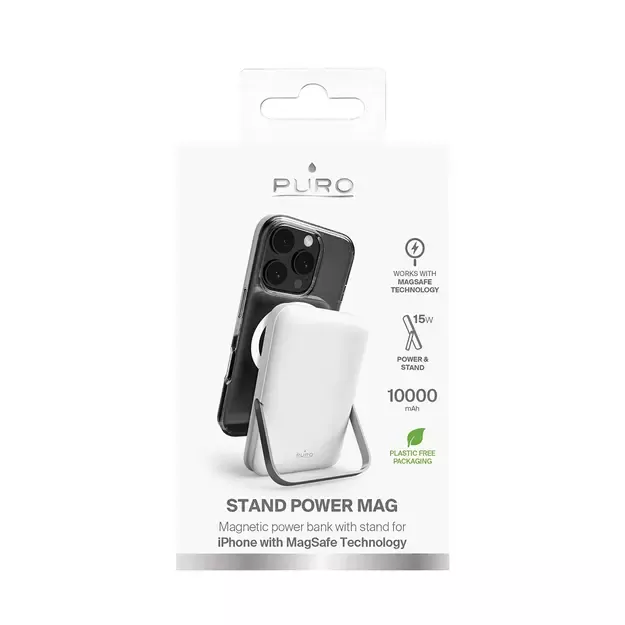 Puro 10000mAh MagSafe Wireless Power Bank with Aluminum Stand - White 4