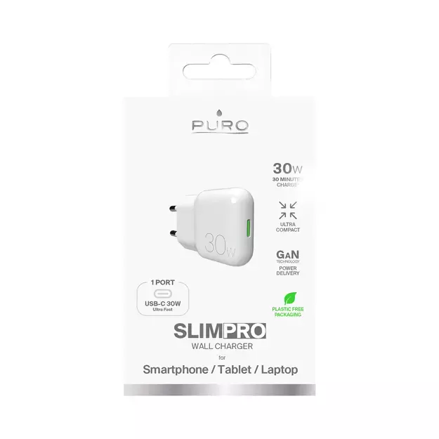GaN Puro SLIMPRO 30W USB-C Wall Charger - White 5