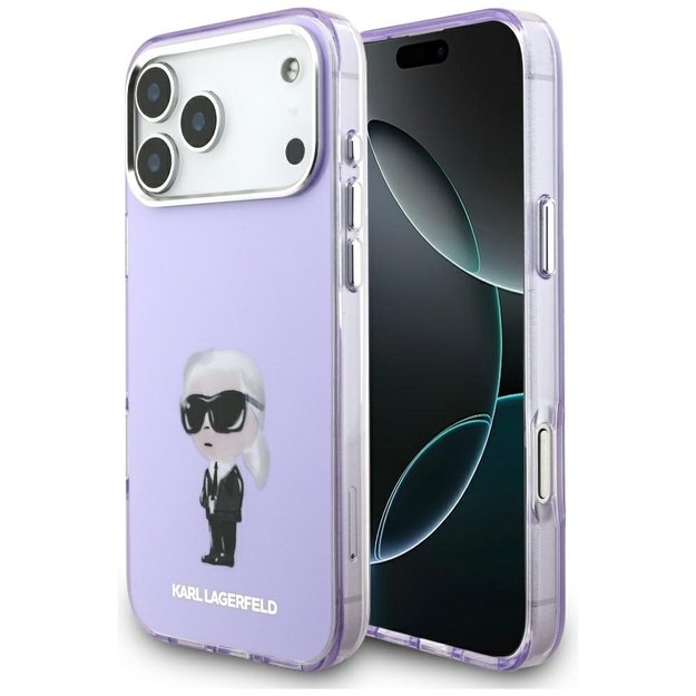 Karl Lagerfeld IML Aquarelle Karl &amp  Choupette &amp  Logo MagSafe Case for iPhone 17 Pro Max - Purple