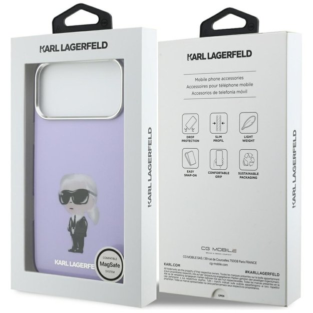 Karl Lagerfeld IML Aquarelle Karl &amp  Choupette &amp  Logo MagSafe Case for iPhone 17 Pro Max - Purple 7