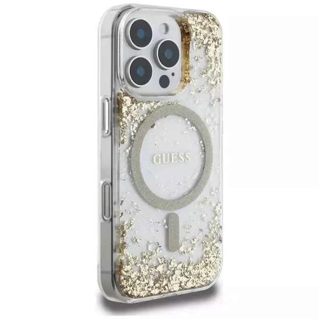 Guess HC Resin Bottom Glitter MagSafe case for iPhone 16 Pro Max - gold 10