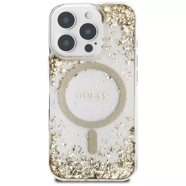 Guess HC Resin Bottom Glitter MagSafe case for iPhone 16 Pro Max - gold 9