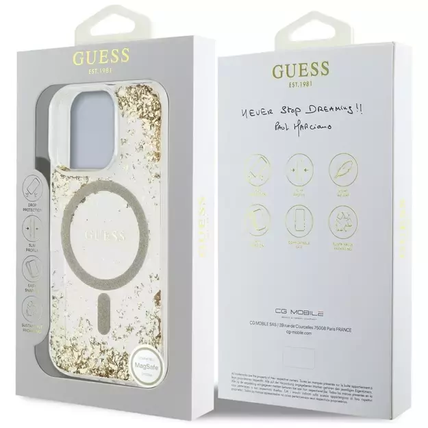 Guess HC Resin Bottom Glitter MagSafe case for iPhone 16 Pro Max - gold 14
