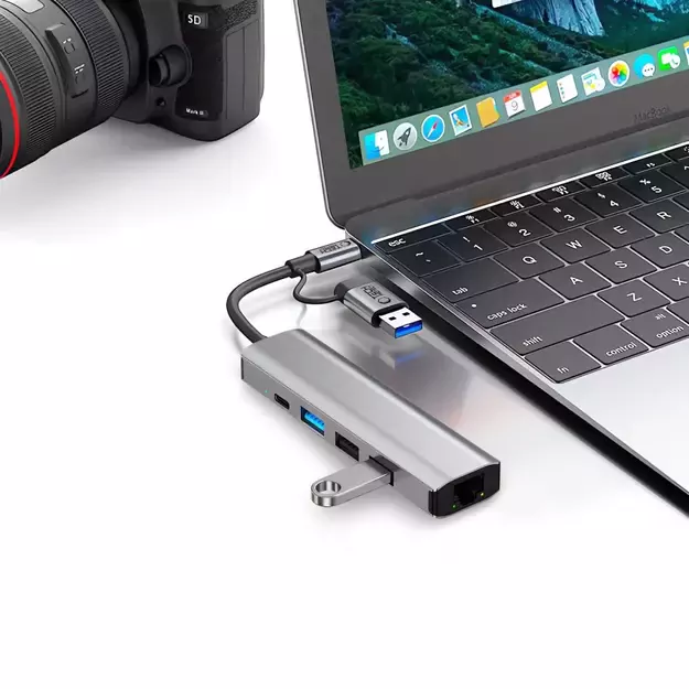 Tech-Protect HB03 HUB Adapter 5in1 USB-C + USB2.0 + USB3.0 + RJ45 - gray 8