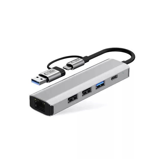 Tech-Protect HB03 HUB Adapter 5in1 USB-C + USB2.0 + USB3.0 + RJ45 - gray 1