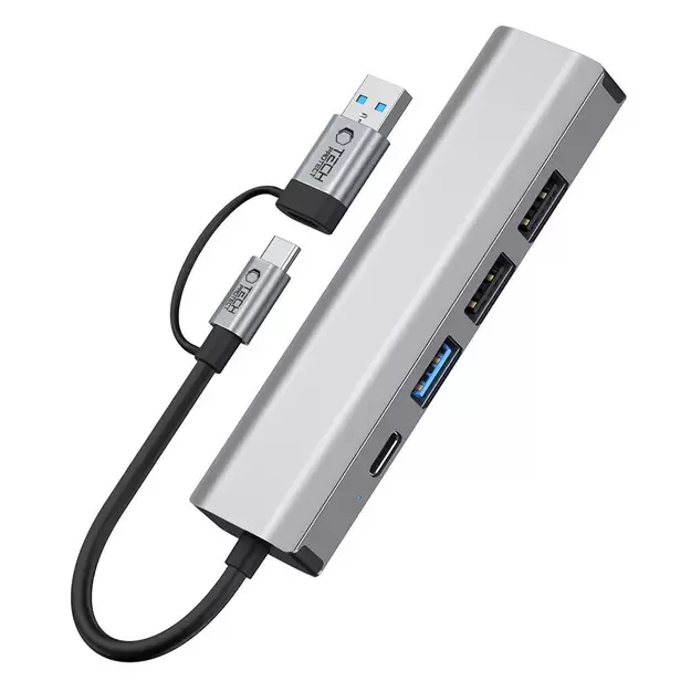 Tech-Protect HB03 HUB Adapter 5in1 USB-C + USB2.0 + USB3.0 + RJ45 - gray 5