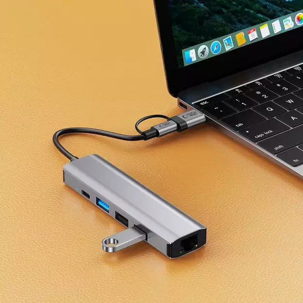 Tech-Protect HB03 HUB Adapter 5in1 USB-C + USB2.0 + USB3.0 + RJ45 - gray 7
