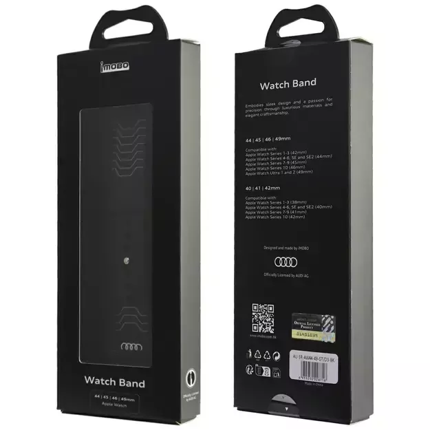Audi Geometric Pattern Silicone Watch Strap for Apple Watch 44 / 45 / 46 / 49 mm - black 3