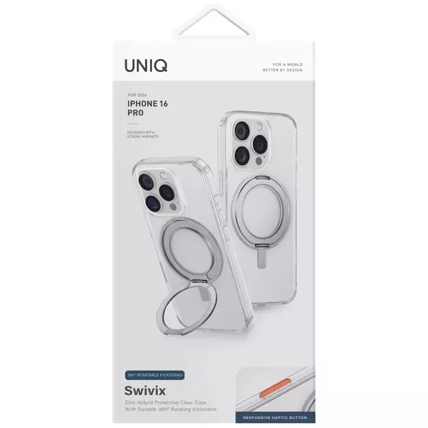 Uniq Swivix 360 Rotating Kickstand Case for iPhone 16 Pro - Clear 3