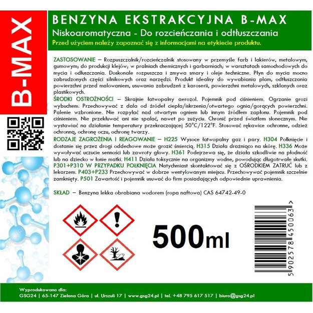 Extraction naphtha in aerosol B-MAX Spray 500ML 1