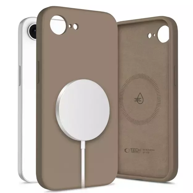 Tech-Protect Liquid Silicone MagSafe iPhone 16e Case - Brown