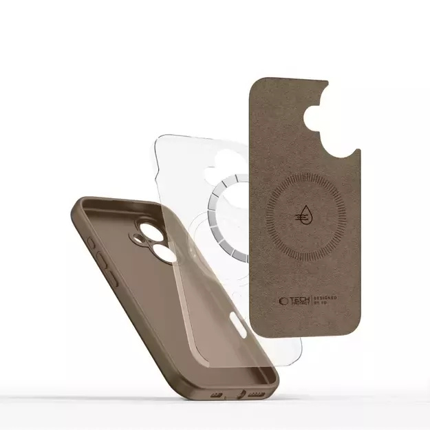 Tech-Protect Liquid Silicone MagSafe iPhone 16e Case - Brown 5