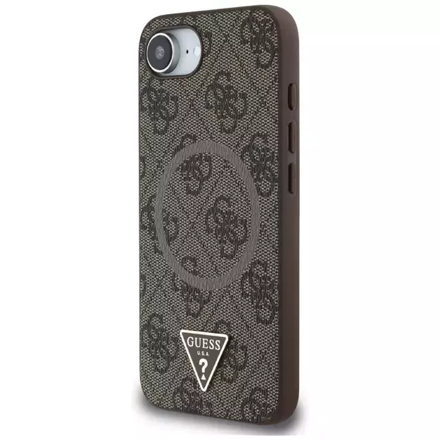 Guess 4G Ring Triangle Logo MagSafe iPhone 16e Case - Brown 1