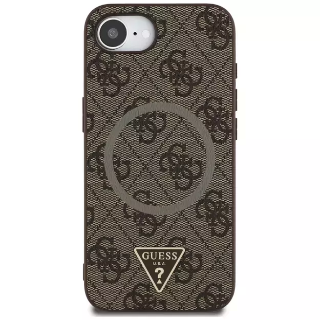 Guess 4G Ring Triangle Logo MagSafe iPhone 16e Case - Brown 2