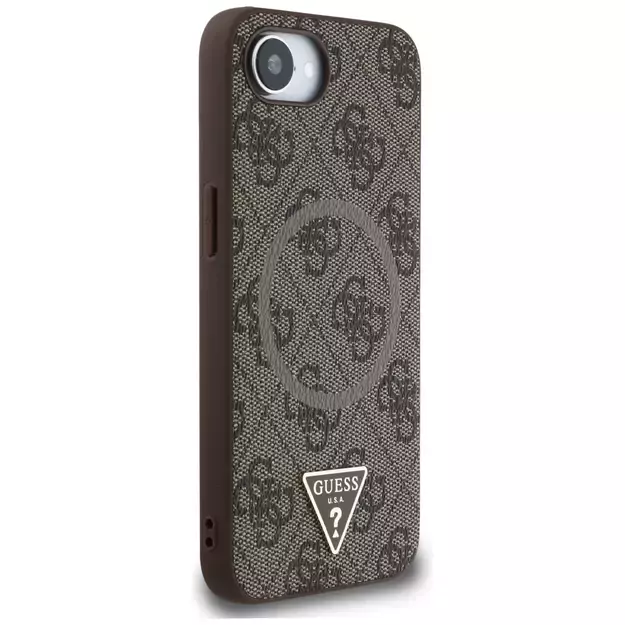 Guess 4G Ring Triangle Logo MagSafe iPhone 16e Case - Brown 3