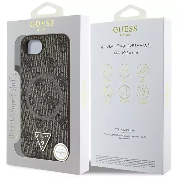 Guess 4G Ring Triangle Logo MagSafe iPhone 16e Case - Brown 7