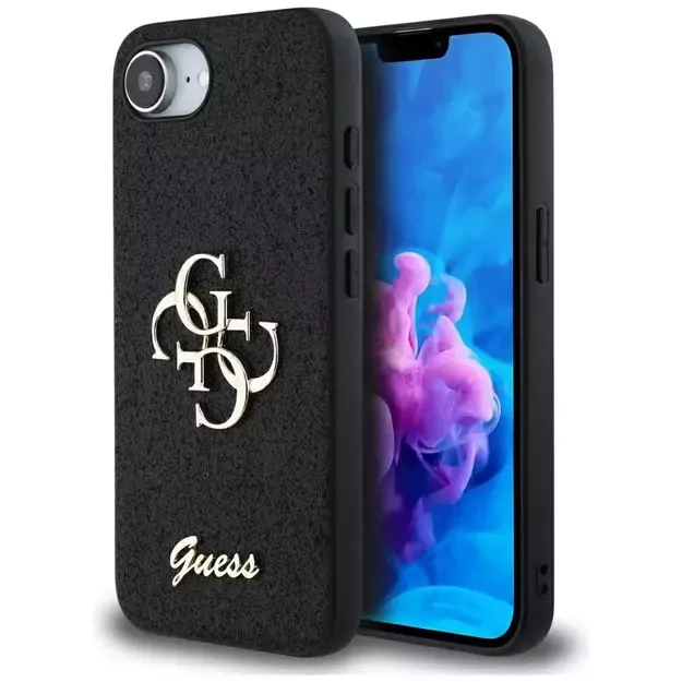 Guess Fixed Glitter Big 4G case for iPhone 16e - black