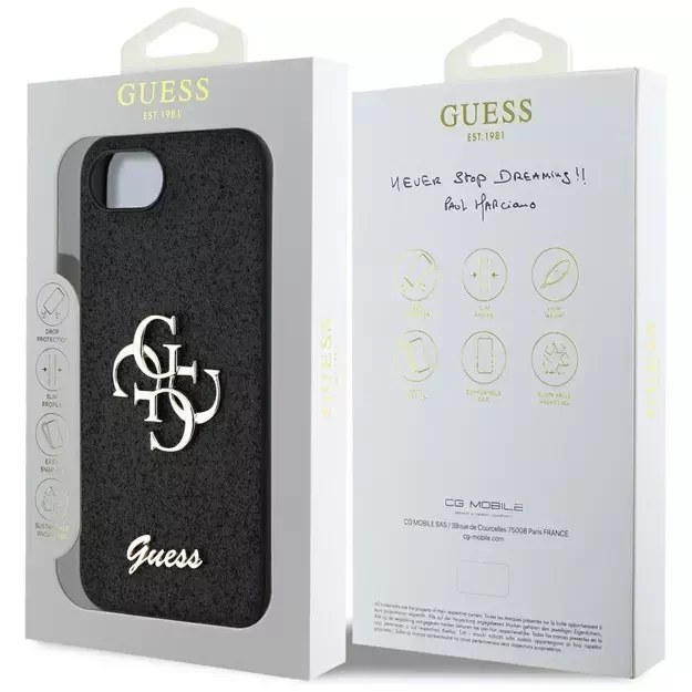 Guess Fixed Glitter Big 4G case for iPhone 16e - black 7