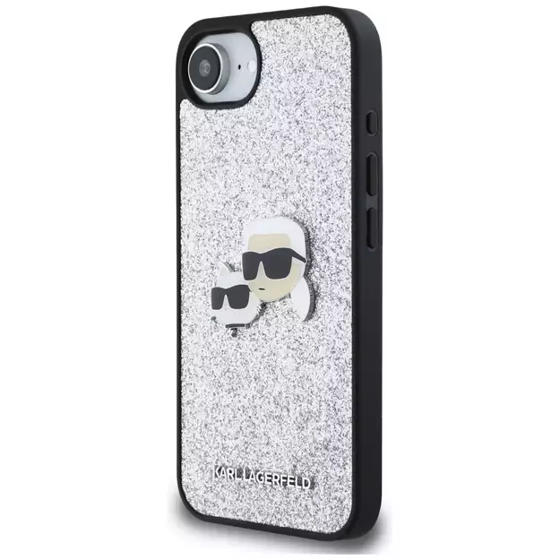 Karl Lagerfeld Fixed Glitter Ikonik Metal Pin case for iPhone 16e - silver 8