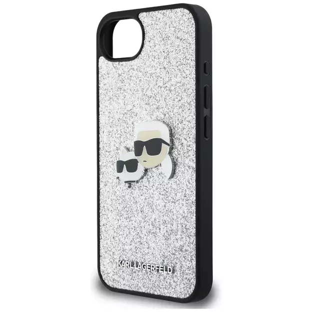 Karl Lagerfeld Fixed Glitter Ikonik Metal Pin case for iPhone 16e - silver 12