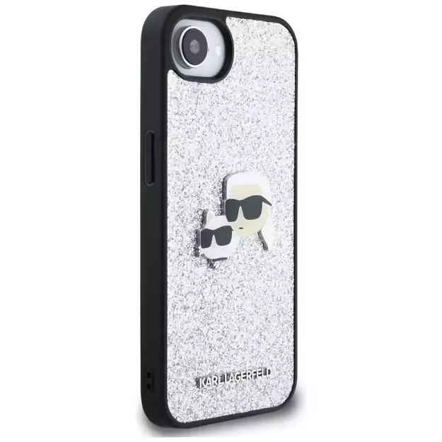Karl Lagerfeld Fixed Glitter Ikonik Metal Pin case for iPhone 16e - silver 10