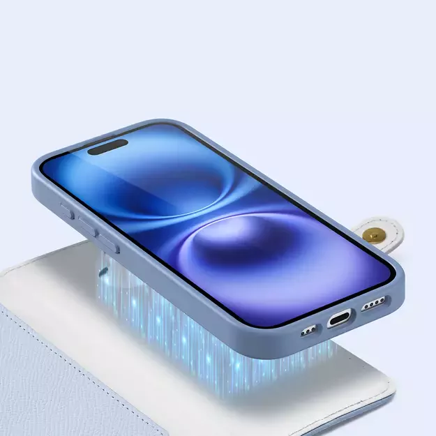 Dux Ducis Lawa iPhone 16 Leather Case with Detachable Magnetic Wallet - Blue 4