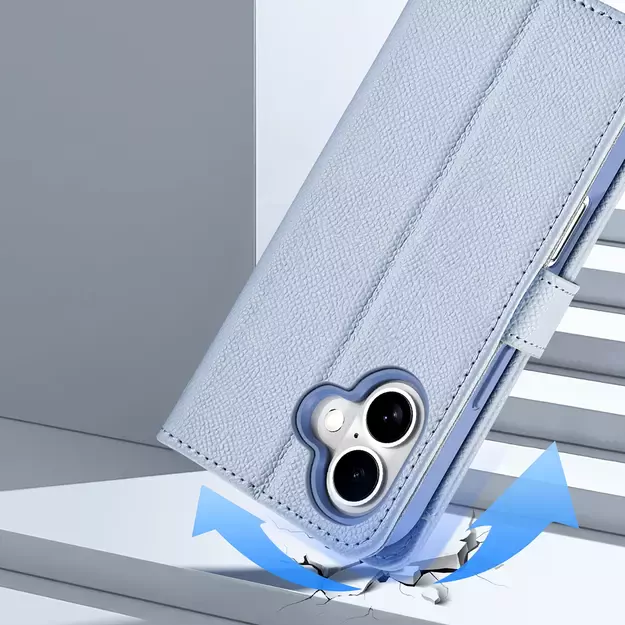 Dux Ducis Lawa iPhone 16 Leather Case with Detachable Magnetic Wallet - Blue 9