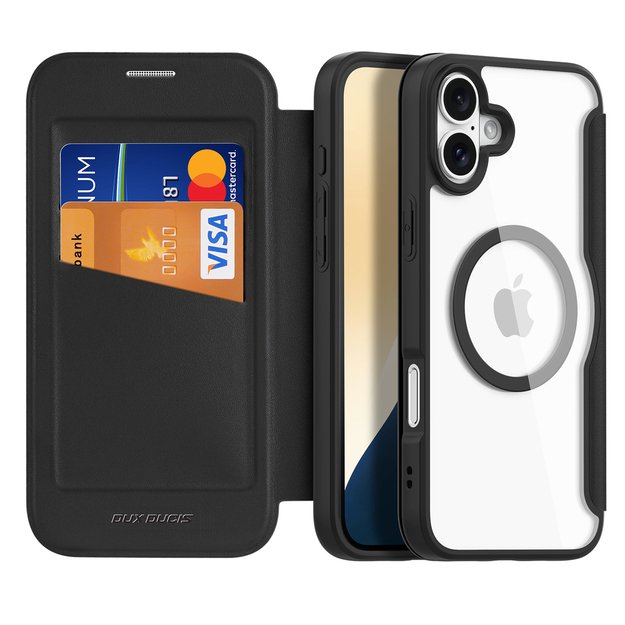 Dux Ducis Skin X Pro iPhone 16 Case with MagSafe and Flip Cover - Black 1