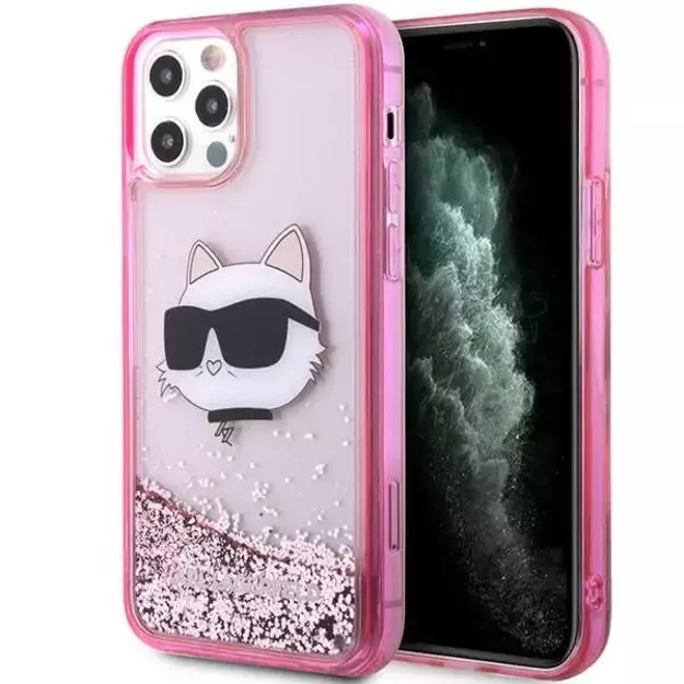 Karl Lagerfeld KLHCP12MLNCHCP iPhone 12/ 12 Pro 6.1&quot  pink/pink hardcase Glitter Choupette Head