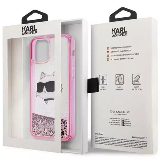 Karl Lagerfeld KLHCP12MLNCHCP iPhone 12/ 12 Pro 6.1&quot  pink/pink hardcase Glitter Choupette Head 8