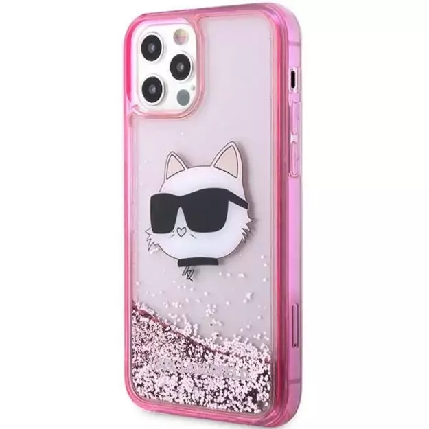 Karl Lagerfeld KLHCP12MLNCHCP iPhone 12/ 12 Pro 6.1&quot  pink/pink hardcase Glitter Choupette Head 2