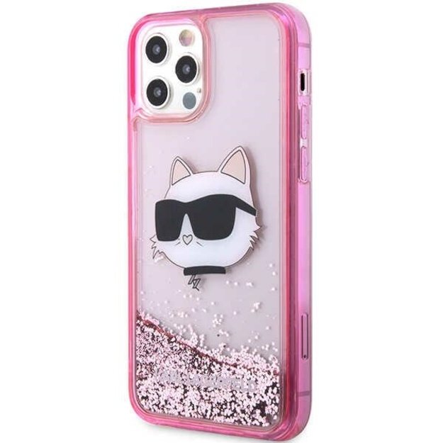 Karl Lagerfeld KLHCP12MLNCHCP iPhone 12/ 12 Pro 6.1&quot  pink/pink hardcase Glitter Choupette Head 9