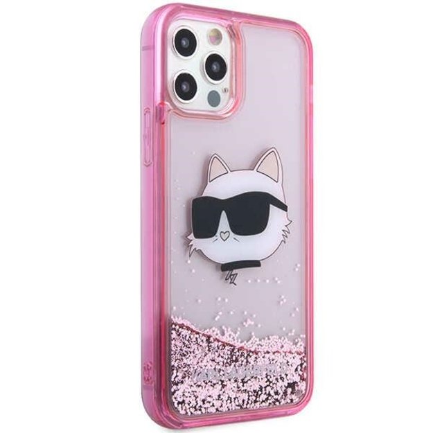 Karl Lagerfeld KLHCP12MLNCHCP iPhone 12/ 12 Pro 6.1&quot  pink/pink hardcase Glitter Choupette Head 11