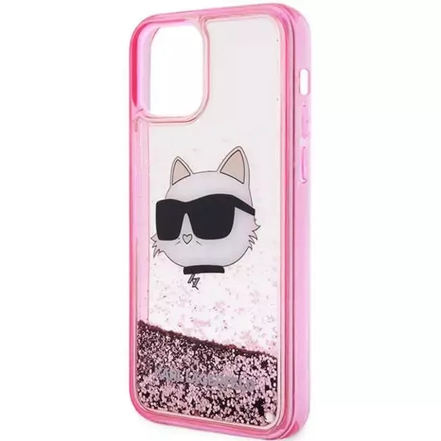 Karl Lagerfeld KLHCP12MLNCHCP iPhone 12/ 12 Pro 6.1&quot  pink/pink hardcase Glitter Choupette Head 6
