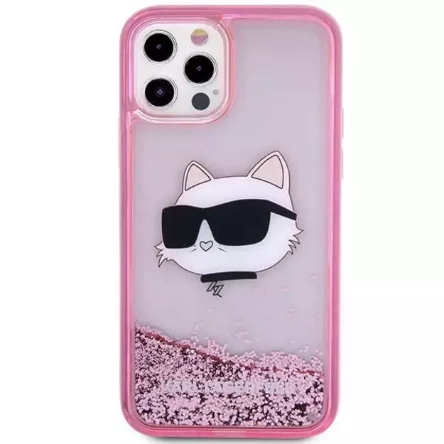 Karl Lagerfeld KLHCP12MLNCHCP iPhone 12/ 12 Pro 6.1&quot  pink/pink hardcase Glitter Choupette Head 3