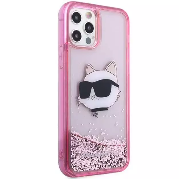 Karl Lagerfeld KLHCP12MLNCHCP iPhone 12/ 12 Pro 6.1&quot  pink/pink hardcase Glitter Choupette Head 4