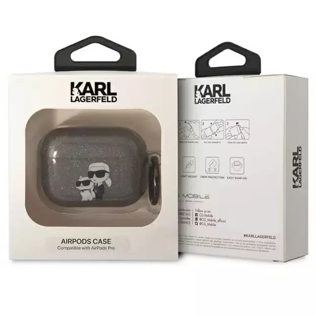 Karl Lagerfeld KLAPHNKCTGK Airpods Pro cover black/black Gliter Karl&amp Choupette 2