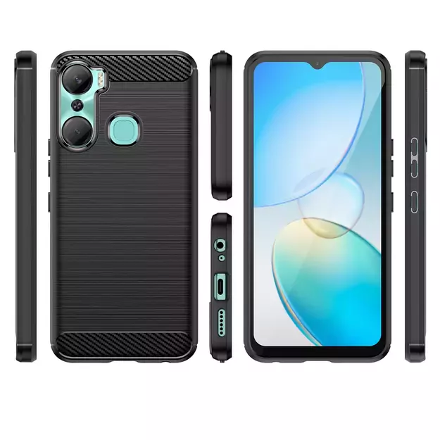 Carbon Case case for Infinix Hot 12 Pro flexible silicone carbon cover black 1