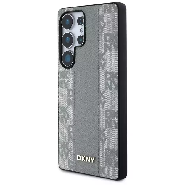 DKNY Leather Checkered Pattern MagSafe Case for Samsung Galaxy S25 Ultra - Gray 1