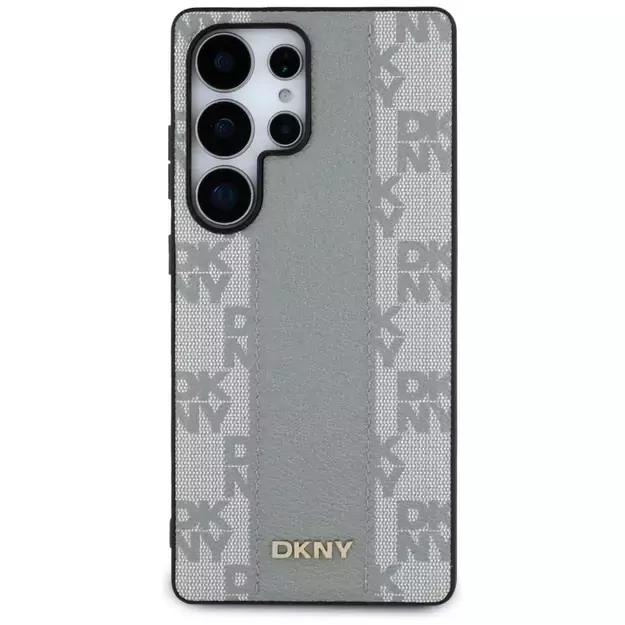 DKNY Leather Checkered Pattern MagSafe Case for Samsung Galaxy S25 Ultra - Gray 2