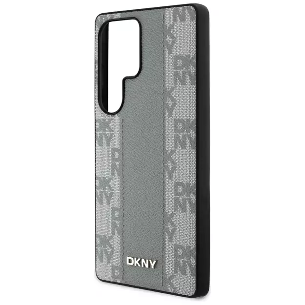 DKNY Leather Checkered Pattern MagSafe Case for Samsung Galaxy S25 Ultra - Gray 5