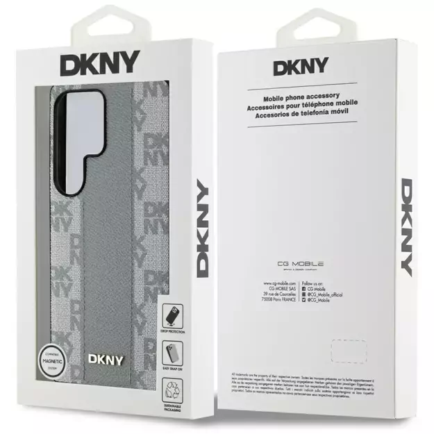 DKNY Leather Checkered Pattern MagSafe Case for Samsung Galaxy S25 Ultra - Gray 7