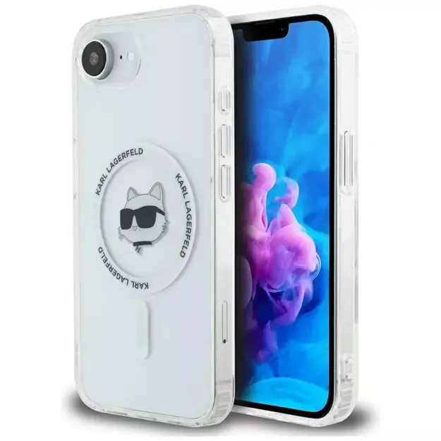 Karl Lagerfeld IML Metal Choupette Head MagSafe iPhone 16e Case - White