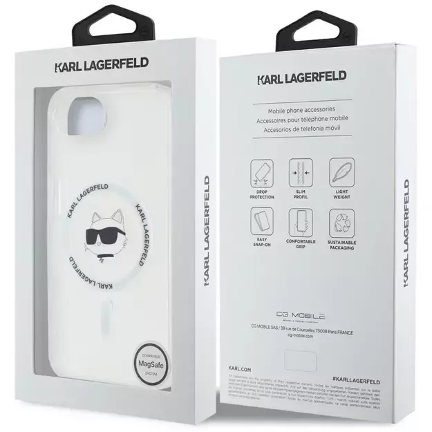 Karl Lagerfeld IML Metal Choupette Head MagSafe iPhone 16e Case - White 7